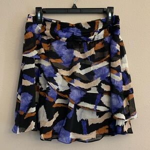 Nine West Skirt Purple Black Abstract Swim Suit Cover Up Short Size Medium